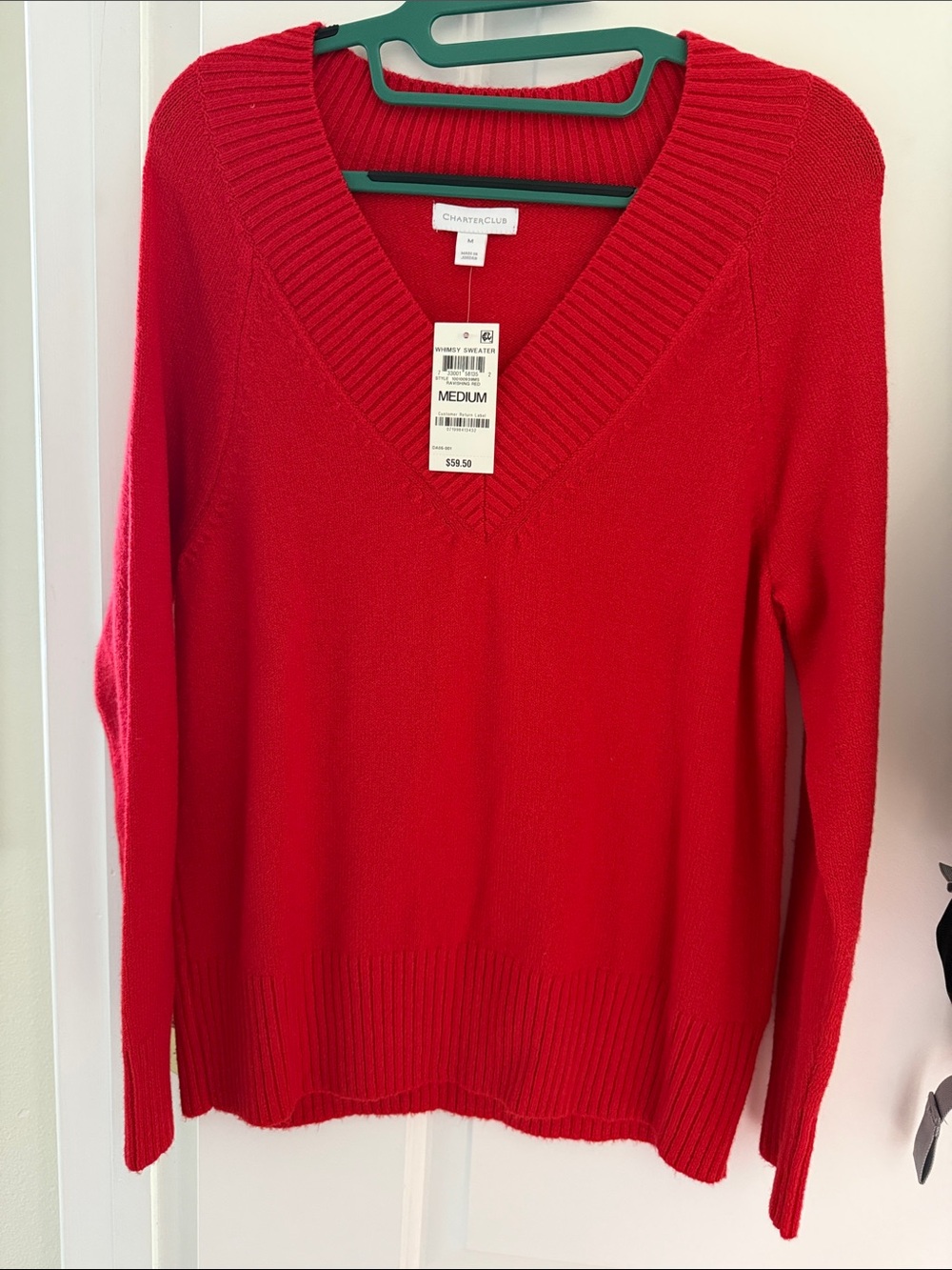 Charter Club Bright Red V-Neck Sweater